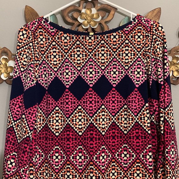 Eliza J Pink Navy Blue Geometric Exposed Zipper Dress Size 8 - Picture 4 of 8